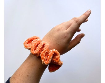 Canna Lily Orange Crochet Velvet Scrunchies