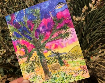 Joshua Tree Original Ink and Watercolor Artwork Greeting Card