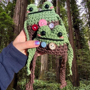 crochet frog amigurumi • vintage buttons • made to order gift • endless options • choose your colors