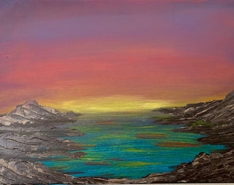 Jordan Livingston Original 12&quot; by 16&quot; Acrylic On Canvas: Sky is the Limit, 2020