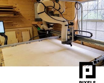 Wózek węża odpylacza/odkurzacza warsztatowego do stopki odpylającej EMT CNC (opcje EMT 3/4" lub 1") Opcje węża 4", 2,5", 1,25" Piksele do prototypu