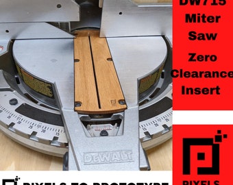 DeWalt DW715 Miter Saw Zero Clearance Insert - Pixels to Prototype - Woodworking DW703 DW704 DW705 DW706 DW716