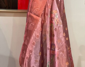 Peach silk Dupatta