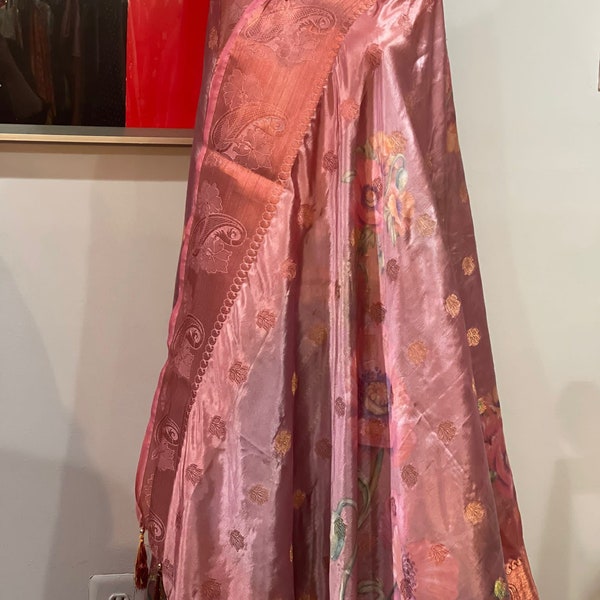 Peach silk Dupatta