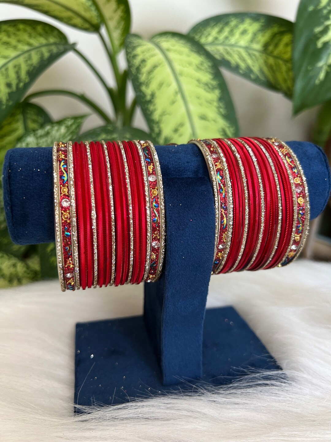 Beautiful Red and Golden Bangles Set - Perfect Accessory - Etsy