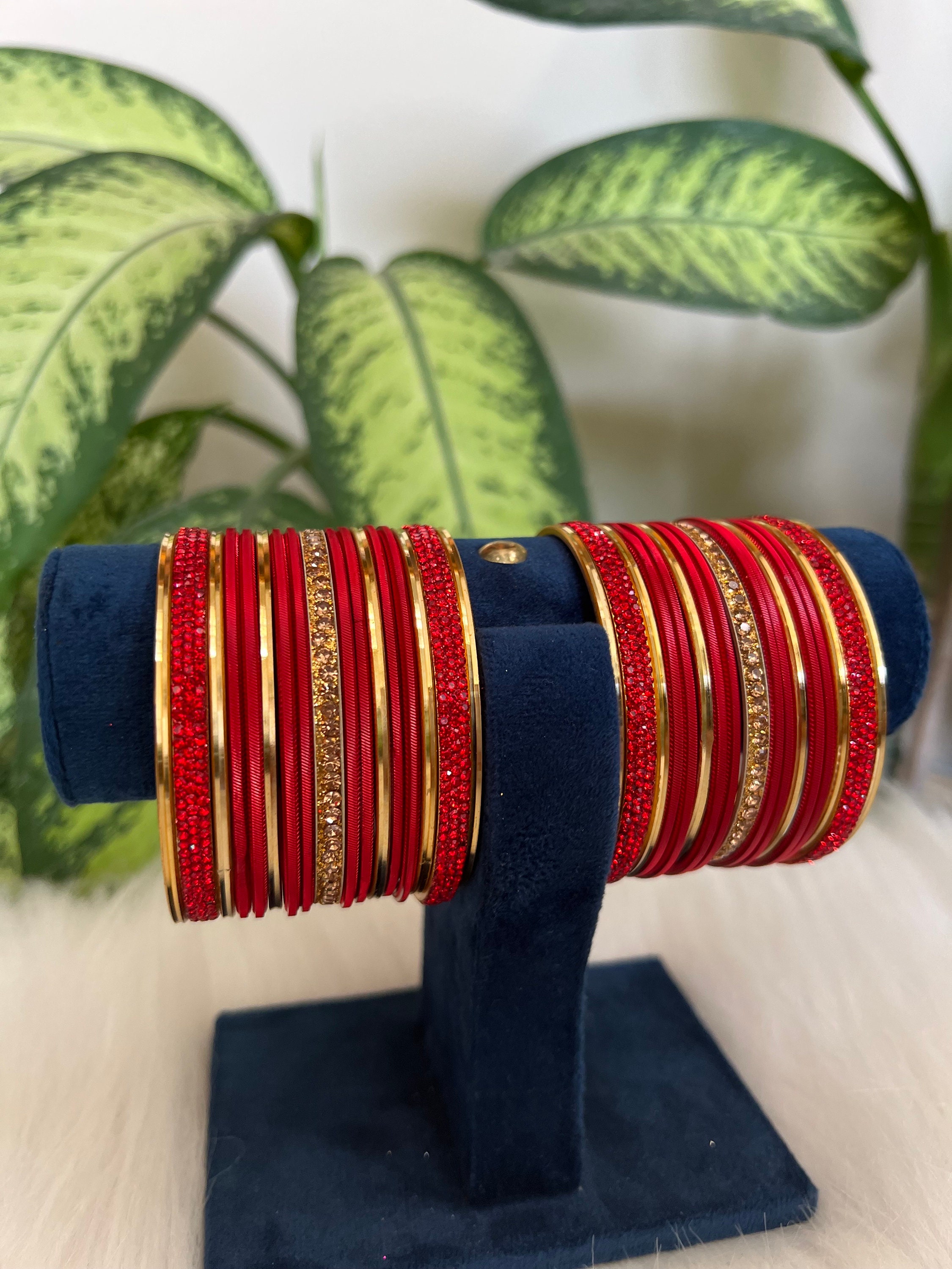 Beautiful Red and Golden Bangles Set - Perfect Accessory - Etsy