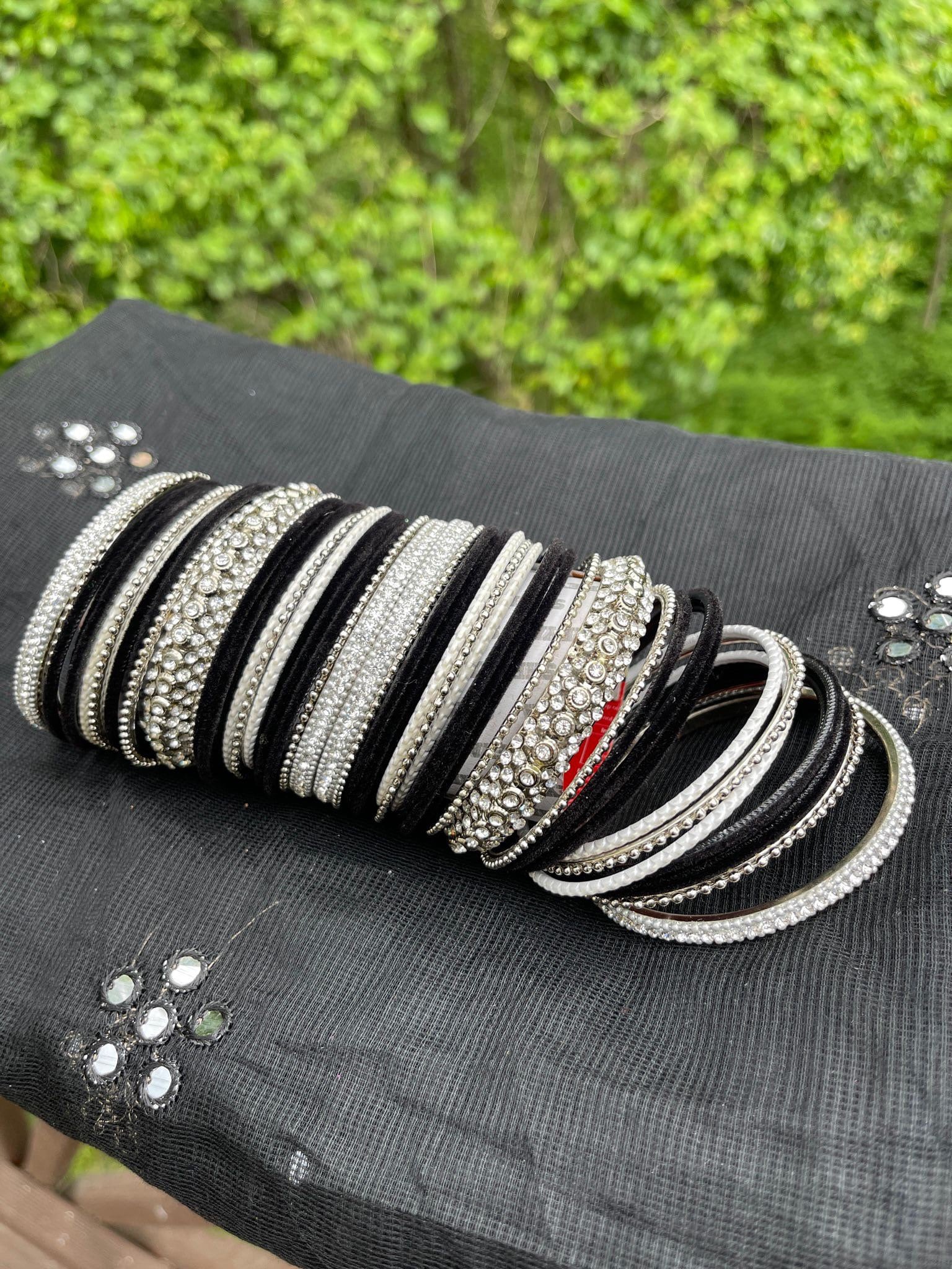 Black and white bangles deals