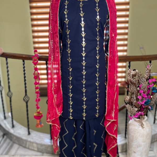 Exclusive readymade salwar kameez for women Sharara suit soft georgette with heavy Embroidery work party wear punjabi dress