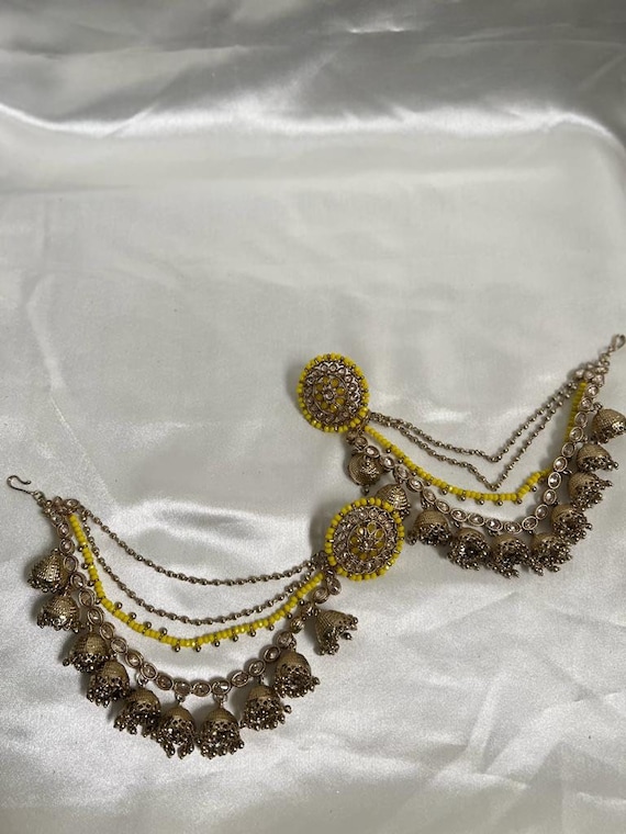 Vibrant Yellow Pearl Sahara Jhumka Earrings Etsy Australia
