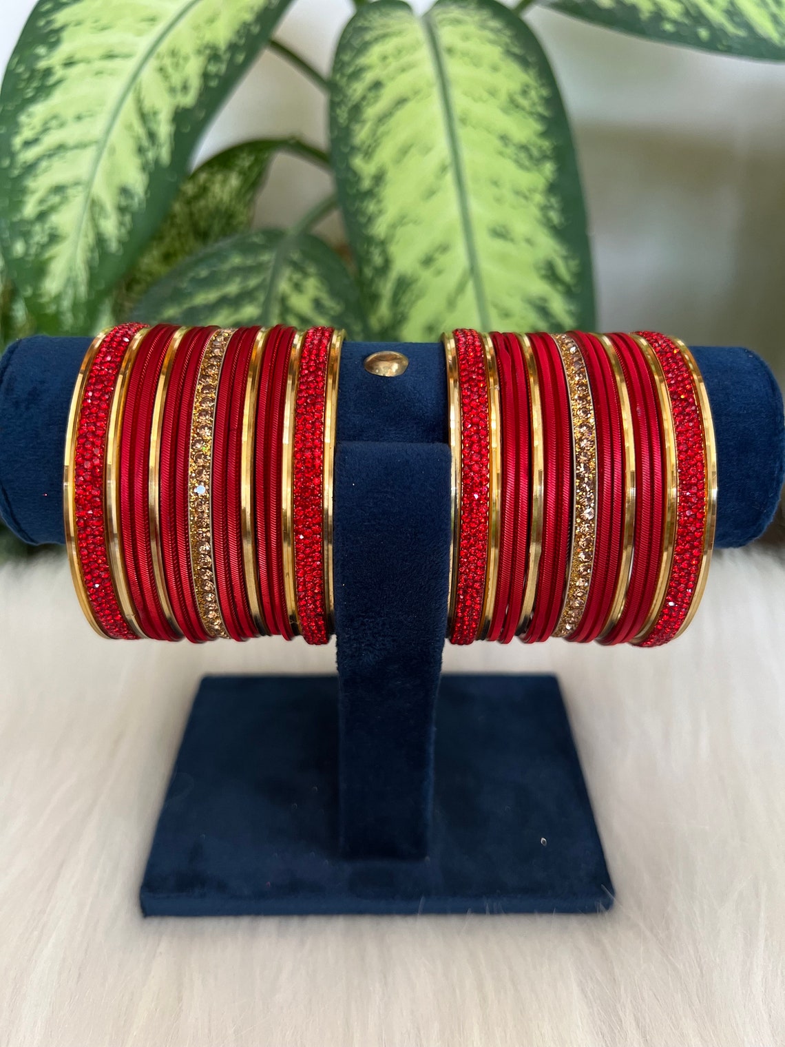 Beautiful Red and Golden Bangles Set - Perfect Accessory - Etsy