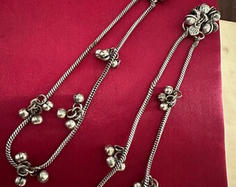 Silver Ghungroo Anklets 2Pc Set, Lightweight & Stylish