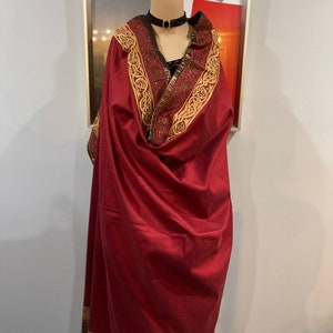 Red cotton silk embroidered Dupatta