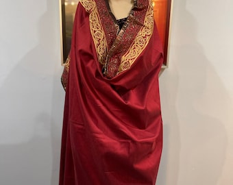 Red cotton silk embroidered Dupatta
