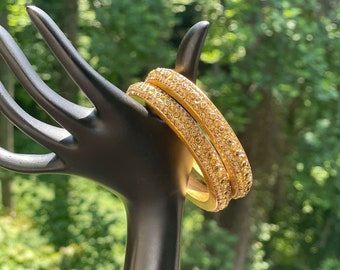 2 Gold Plated Luxury Designer Bangles Bracelet Set