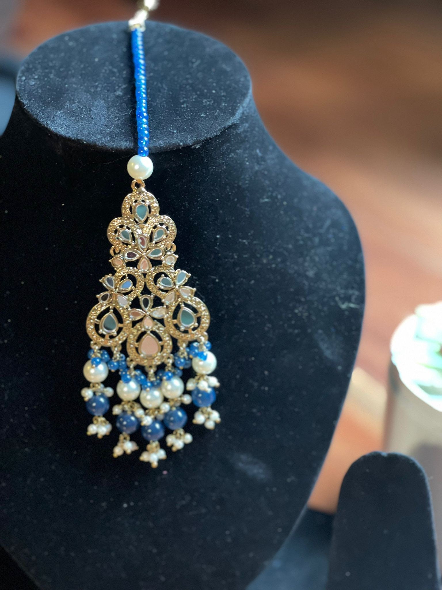 Blue maang tikka online sale