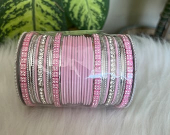 Beautiful pink  & silver Bangles Set - Perfect Accessory