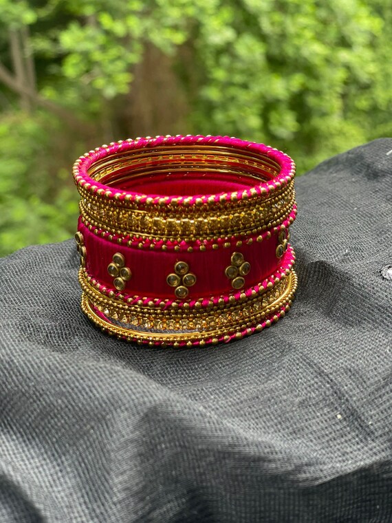 Hot Pink Silk Thread Bracelets Stylish Elegant Etsy Australia