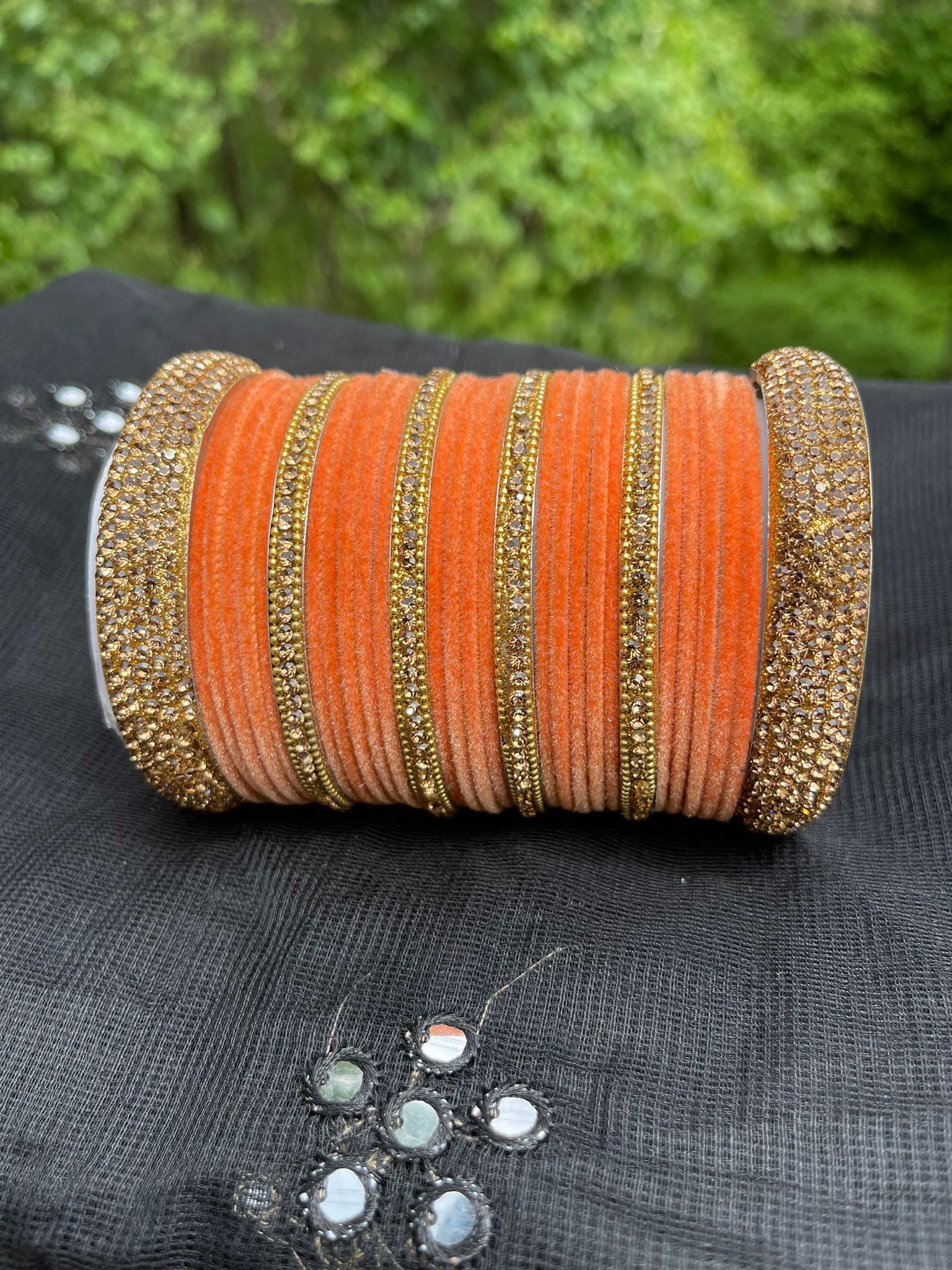 Orange bangles set sale