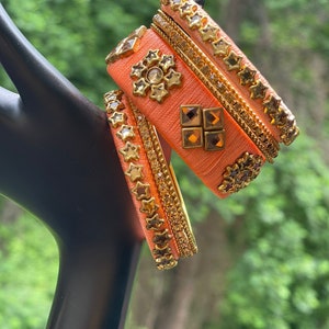 Silk Thread Bangles: Peach Color
