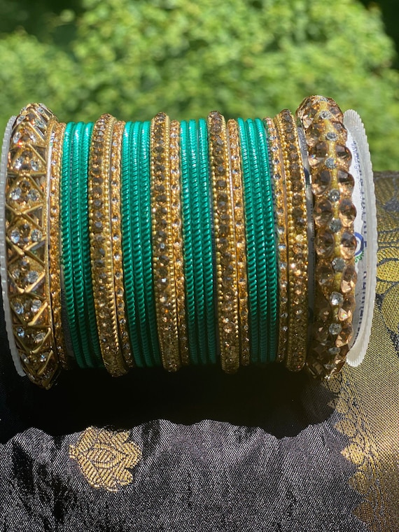 Green gold bangles deals