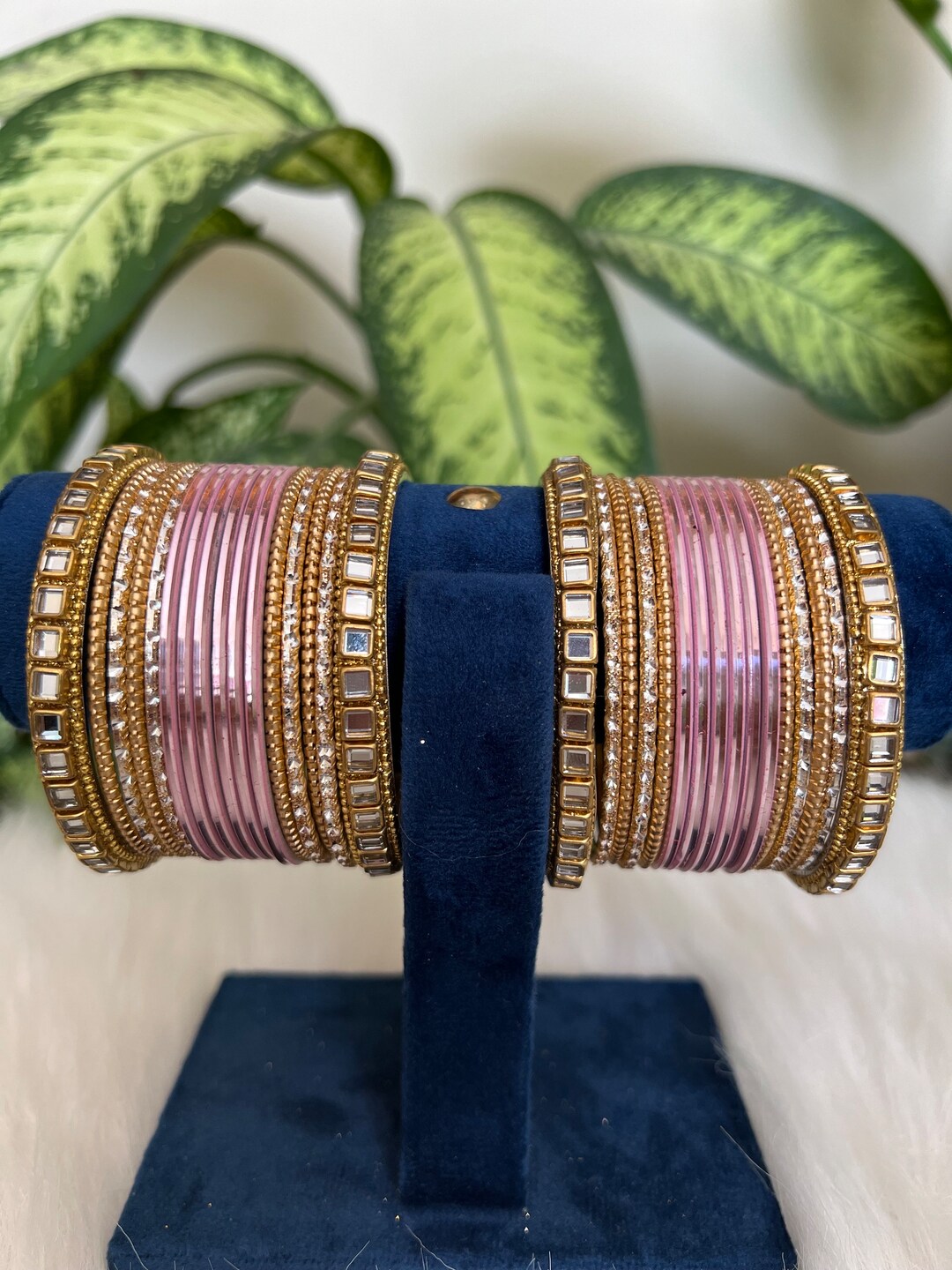 Elegant English Pink Bangles With Embellishments - Etsy