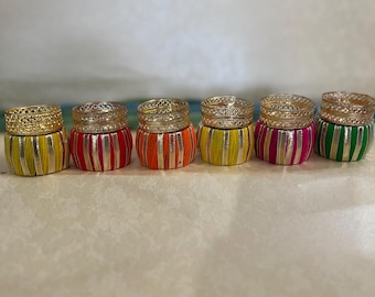 Handmade Diwali Diyas, Metal Tealight Holder Set of 6