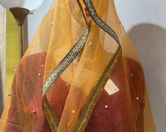 Golden net lace Dupatta