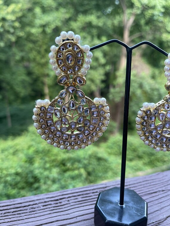 Statement kundan dangler drop earrings at ₹1650 | Azilaa