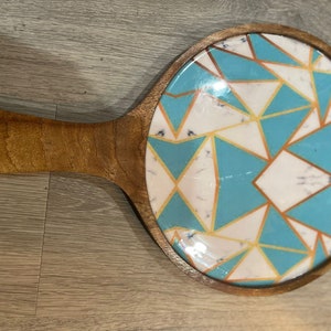 Marble print wooden pizza serving platter