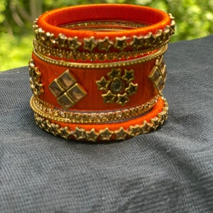 Kids Bangles: Orange Silk Thread Bracelets