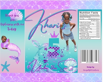 Mermaid Chip Bag Template Editable