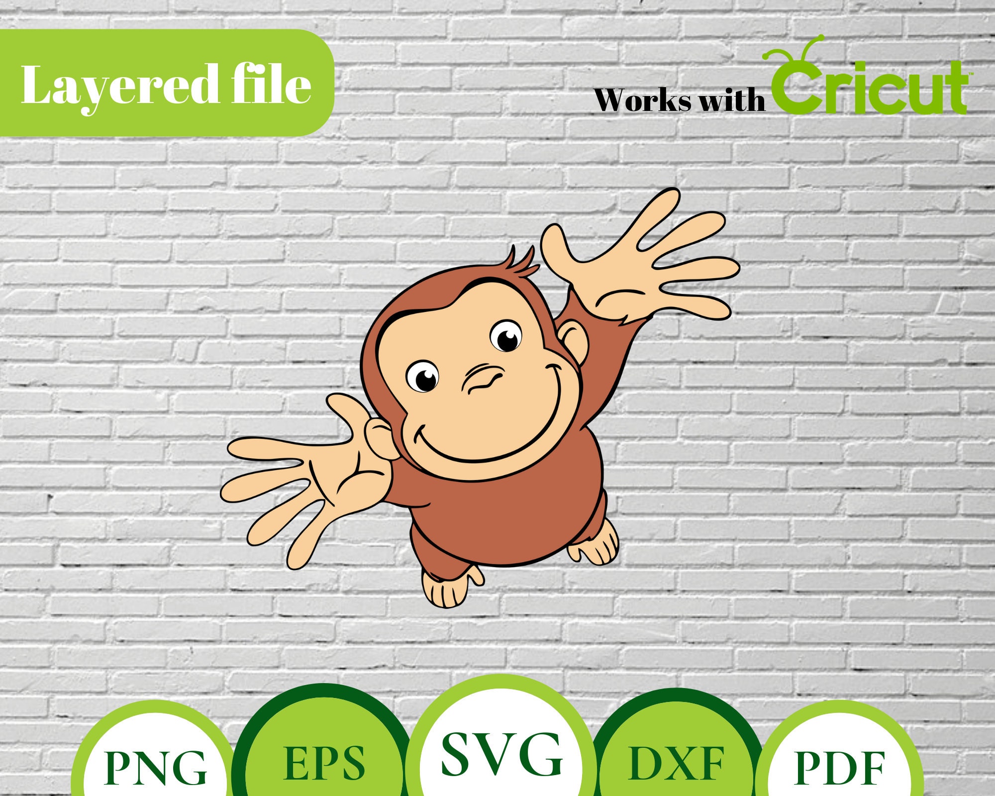 Curious George Layered Svg Curious George Cut File Curious Etsy