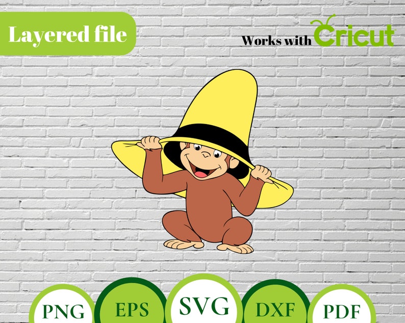 Curious George Hat Layered Svg George Svg Curious Printable Etsy