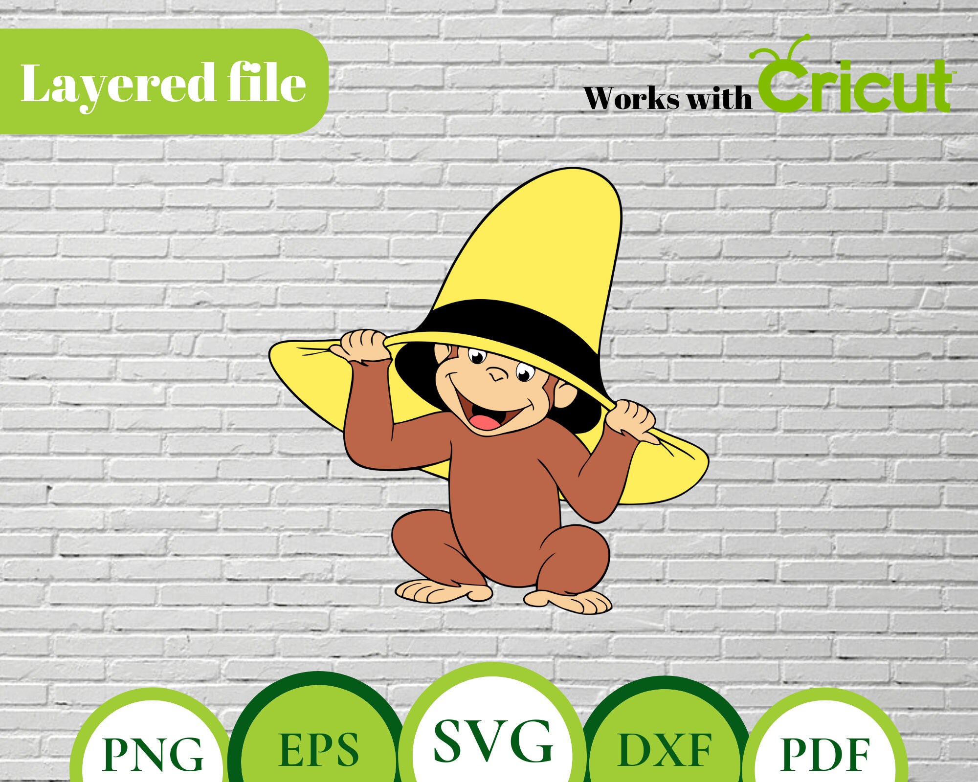 Curious George Hat Layered Svg George Svg Curious Printable Etsy