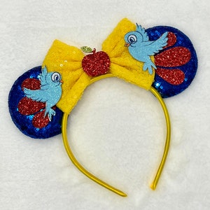 Snow White and the Seven Dwarfs Inspired Mouse Ears Headband, Birds Headband, Apple Ears, Snow White Ears, Princess Ears