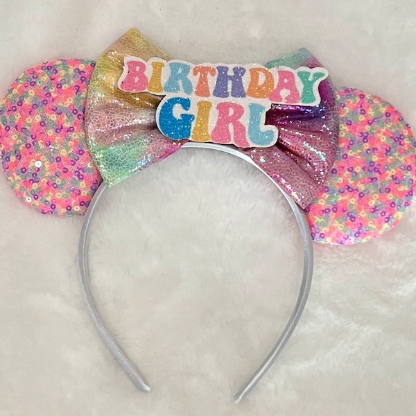 Birthday Girl Confetti Minnie Ears Headband Party