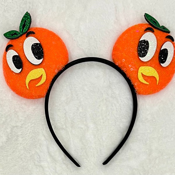 Boys Orange Bird Ears, Orange Citrus Bird Ears, Mickey Ears, Garden Orange Mouse Ears, Mouse Ears Headband, Orange Bird Ears