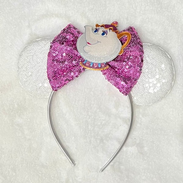 Mrs Potts Minnie Ears,  Beauty and the Beast Ears, Tea Cup Party Ears, Tea Cup Headband