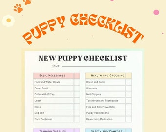 New Puppy Checklist Printable: The Ultimate Guide for Your Puppy First Days - Instant Digital Download