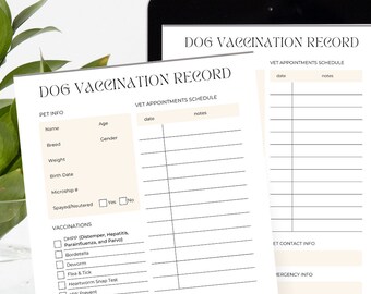 Dog Printable Vaccination Record. Keep Your Pup Protected & Organized