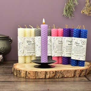 Beeswax Spell Candles with Holder: Wiccan Ritual Magick, Wax Divination Bonus