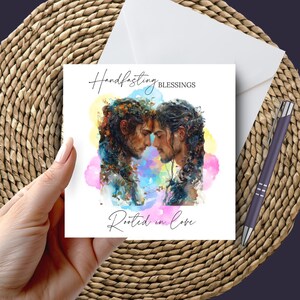Carte de bénédictions LGBT Handfasting, mariage Witchy Vibe, cérémonie païenne, carte de célébration d'amour