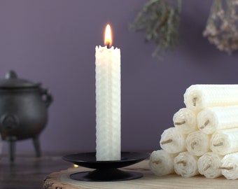 White Beeswax Spell Candles, Witchcraft Supplies, Wiccan and Pagan Gift Idea with Wax Scrying Divination Bonus