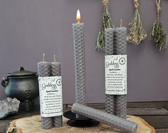 Goddess Spell Candles & Black Candle Holder, Witchcraft Supplies, Meditation Altar, Spiritual Gift with Wax Scrying Bonus
