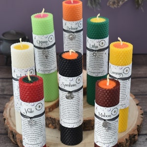 Sabbat Ritual Beeswax Candle: Pagan Wheel of The Year, Witch Gift