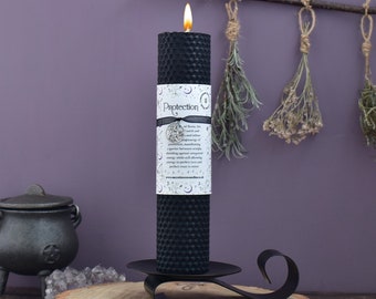 Protection Ritual Candle with a Optional Chamberstick Candle Holder, Witchcraft Supplies, Spiritual Gift