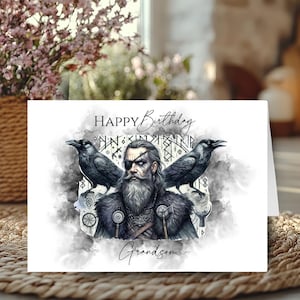 Carte d'anniversaire Odin le père, cadeau mythologie nordique pour homme, voeux viking pour papa, frère fils oncle, carte païenne païenne