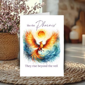 Carte de sympathie pour le repos sacré Phoenix, carte de deuil wicca, carte de condoléances païennes, perte spirituelle, carte du souvenir de sorcellerie