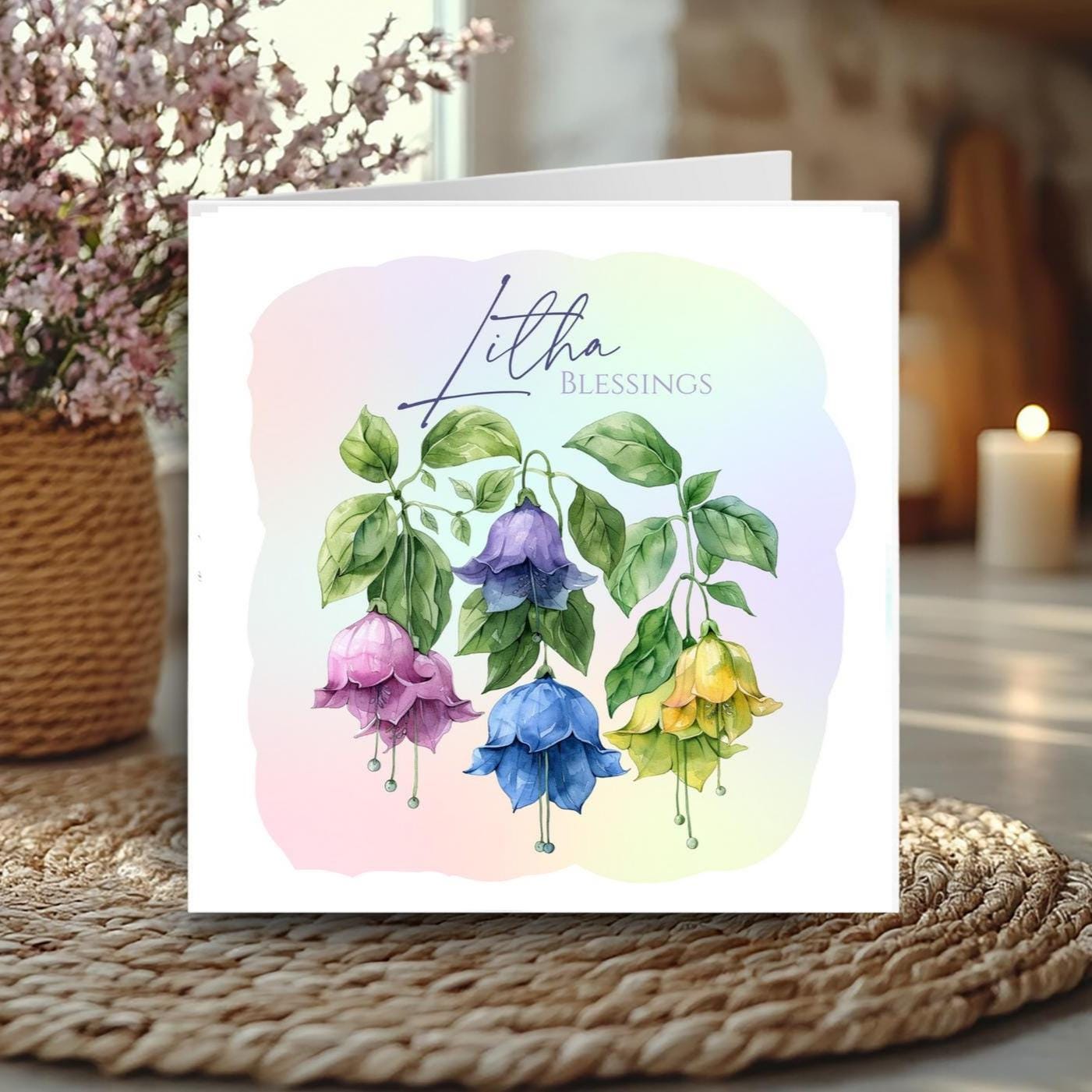 Litha Blessings Card, 6x6” Wheel of the Year Sabbat Card, Summer Solstice, Pagan Greeting Card