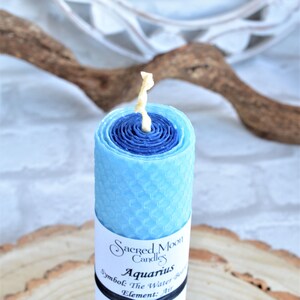 Aquarius Gift Pillar Candle with an Optional Black Chamberstick Candle Holder, Star Sign Zodiac, Thoughtful Birthday Present. image 10